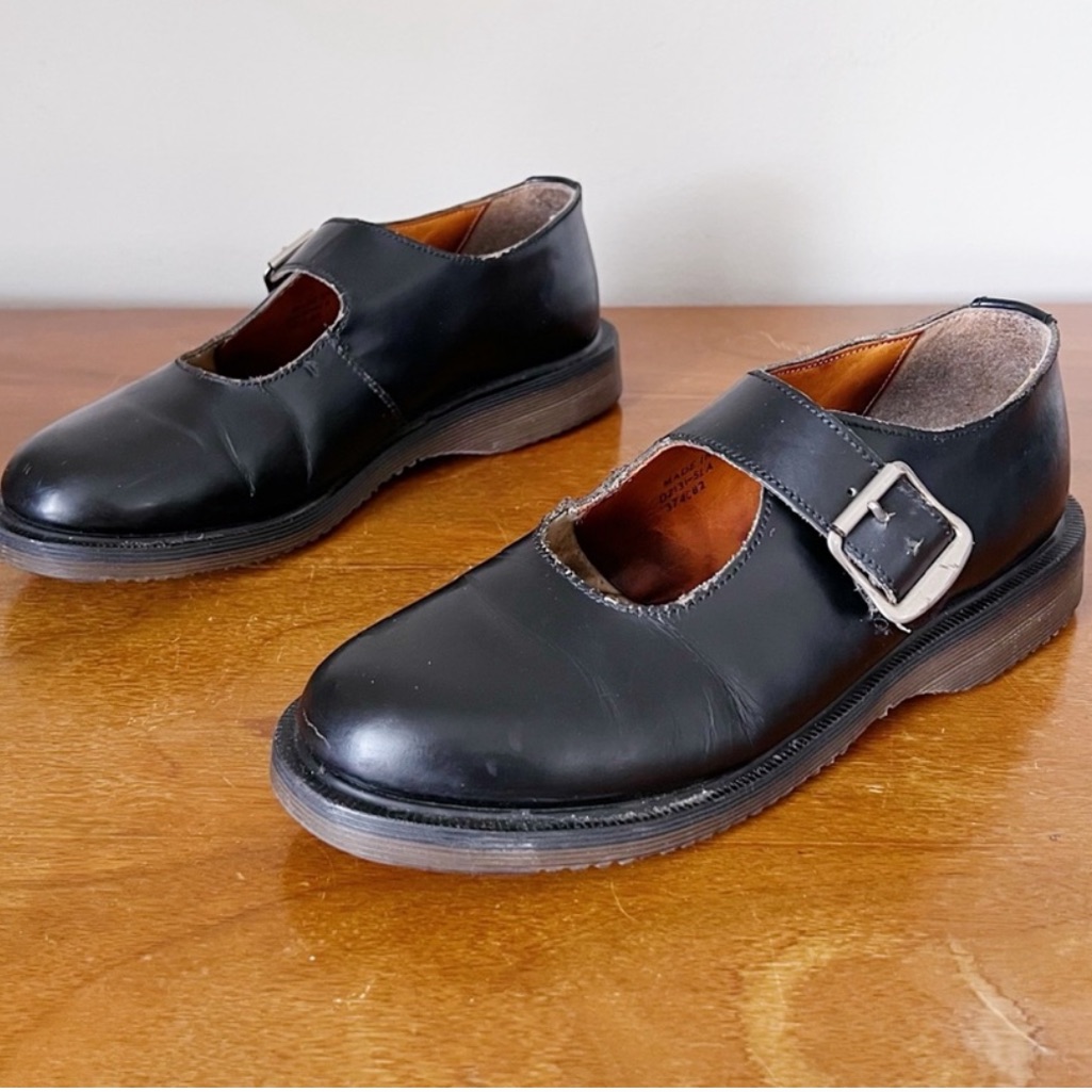 Dr Martens 5 7usvintage Corin Mary Jane Black Leather Chunky Buckle Made England